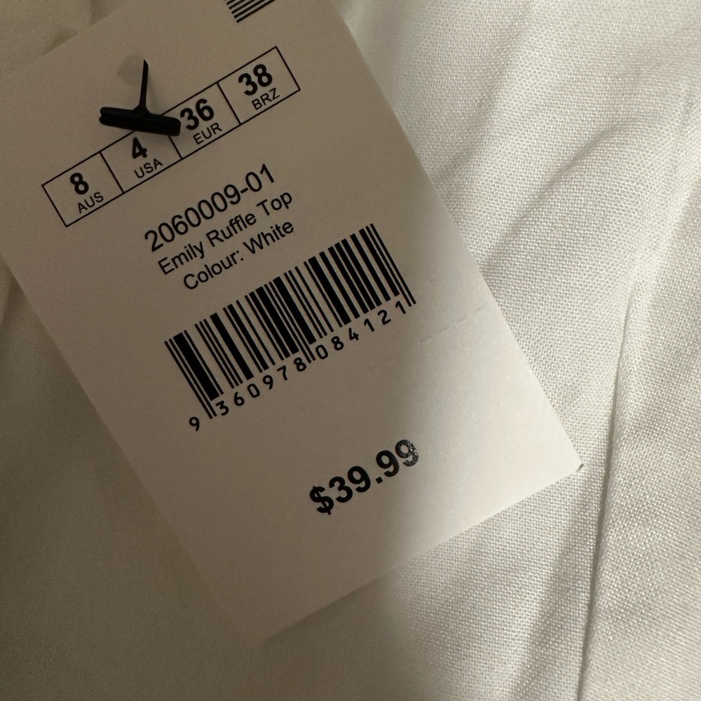 Cotton On White Ruffle-Trim Cropped Tank Top size 4 sleeveless NWT - Picture 4 of 15